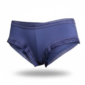 Hanky Panky DreamEase Boyshort Indigo Blue Lace Trim Modal Panties Large 481202